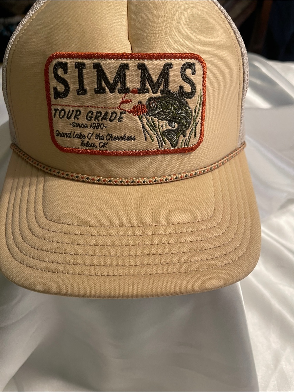 Simms Tan and Cream Trucker Hat with Patch Logo - Picture 2 of 8